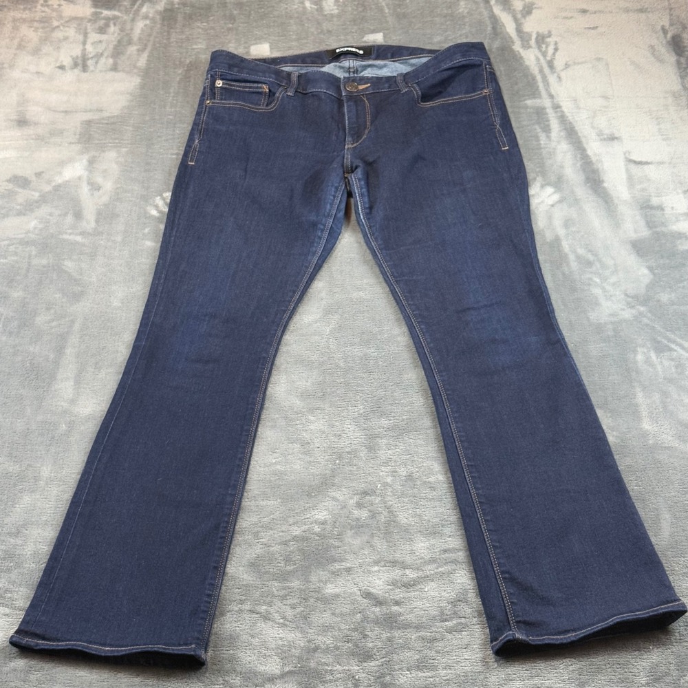 Express Barely Boot Low Rise Jeans Dark Wash Indigo Stretch Denim 10R